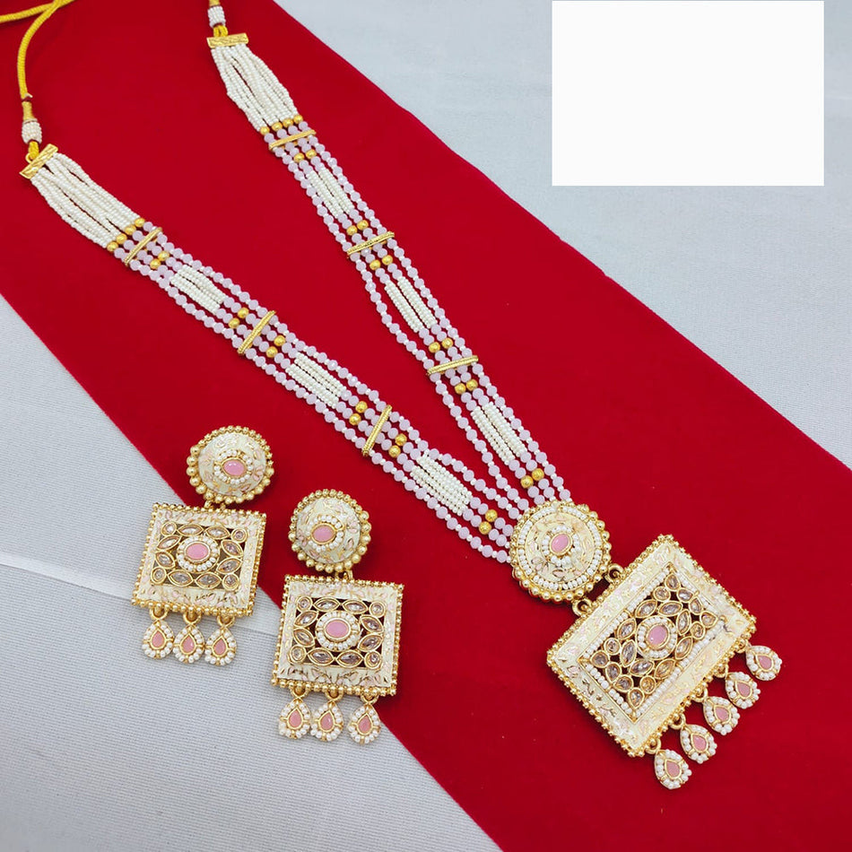 Meenakari Necklace in Gold Plated with Pearl | Bridal Jewellery India