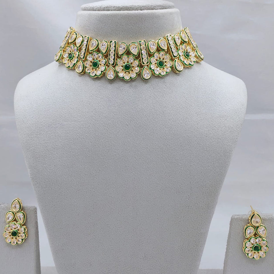 Glam Finish Crystal Necklace in Silver | Bridal Jewellery India
