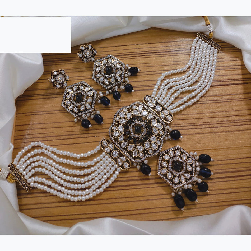 Rose Gold Plated Choker Necklace Festive Pearls | Bridal Jewellery India