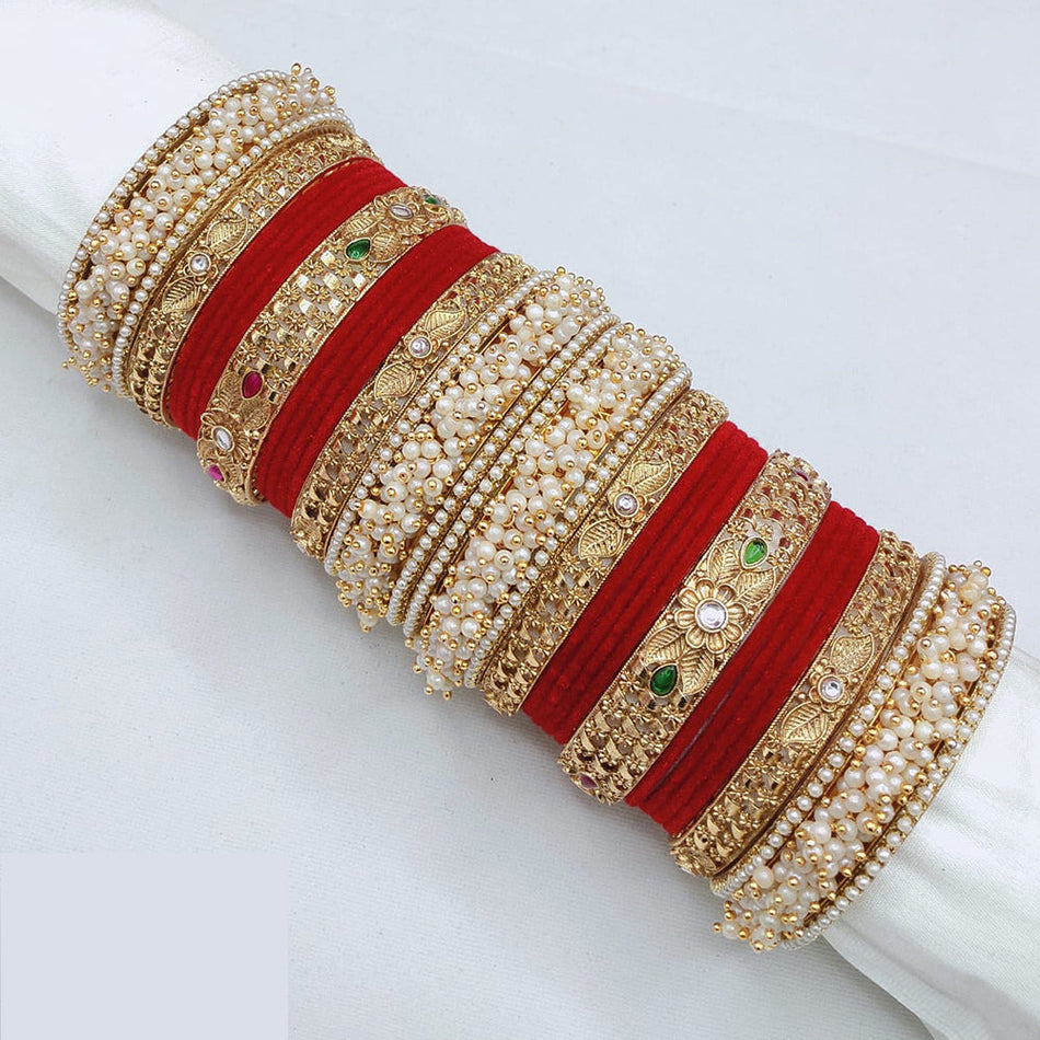 Kundan Bangles Set in Velvet | Bridal Jewellery India
