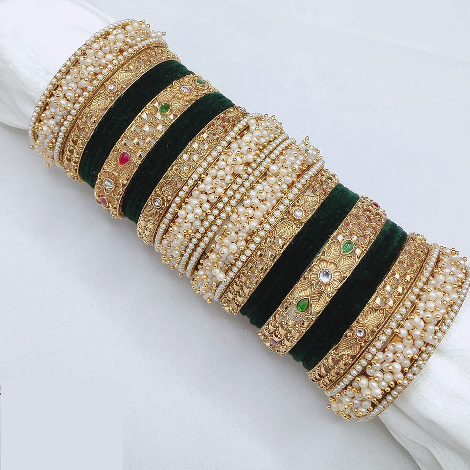 Kundan Bangles Set in Velvet | Bridal Jewellery India