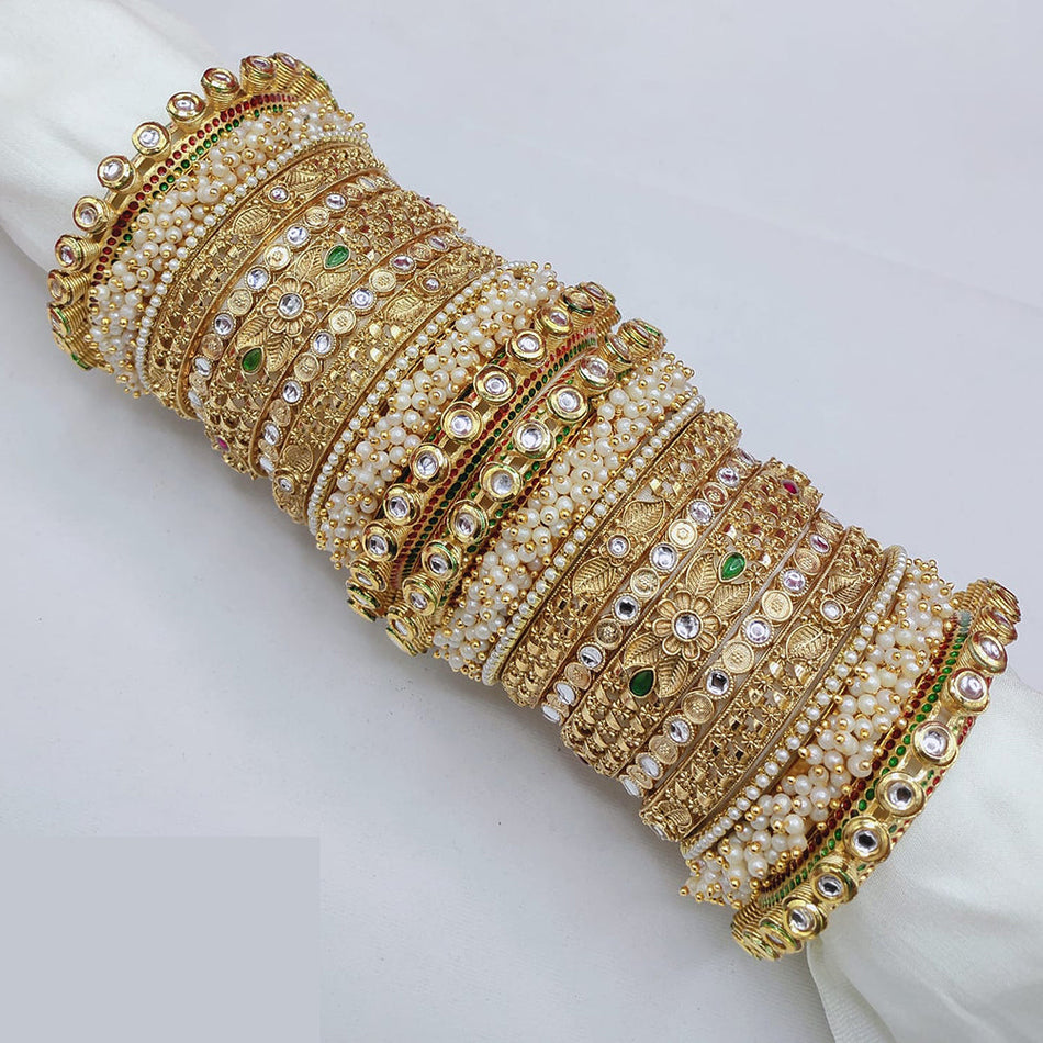 Kundan Bangles Set in Gold Tone | Bridal Jewellery India