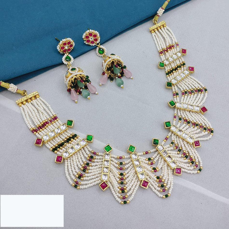 Rose Gold Plated Kundan Necklace for Bridal | Bridal Jewellery India
