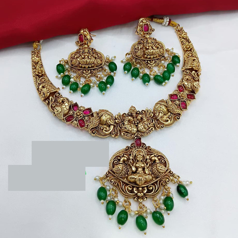 Heritage Pota Necklace in Gold Plated | Bridal Jewellery India