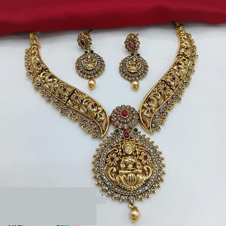 Austrian Stone Necklace in Gold Tone for Occasion Wear | Bridal Jewellery India