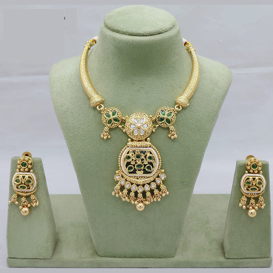 Kundan Necklace in Gold Plated with Earrings | Bridal Jewellery India
