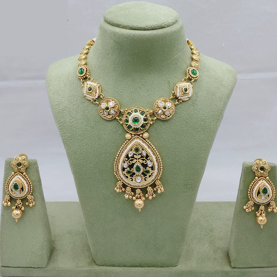 Kundan Choker Necklace in Sterling Silver | Bridal Jewellery India