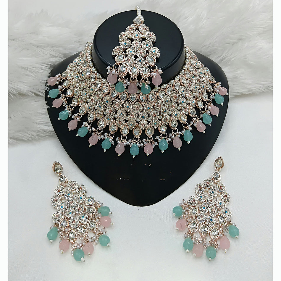Rose Gold Plated Choker Necklace for Wedding Wear | Bridal Jewellery India