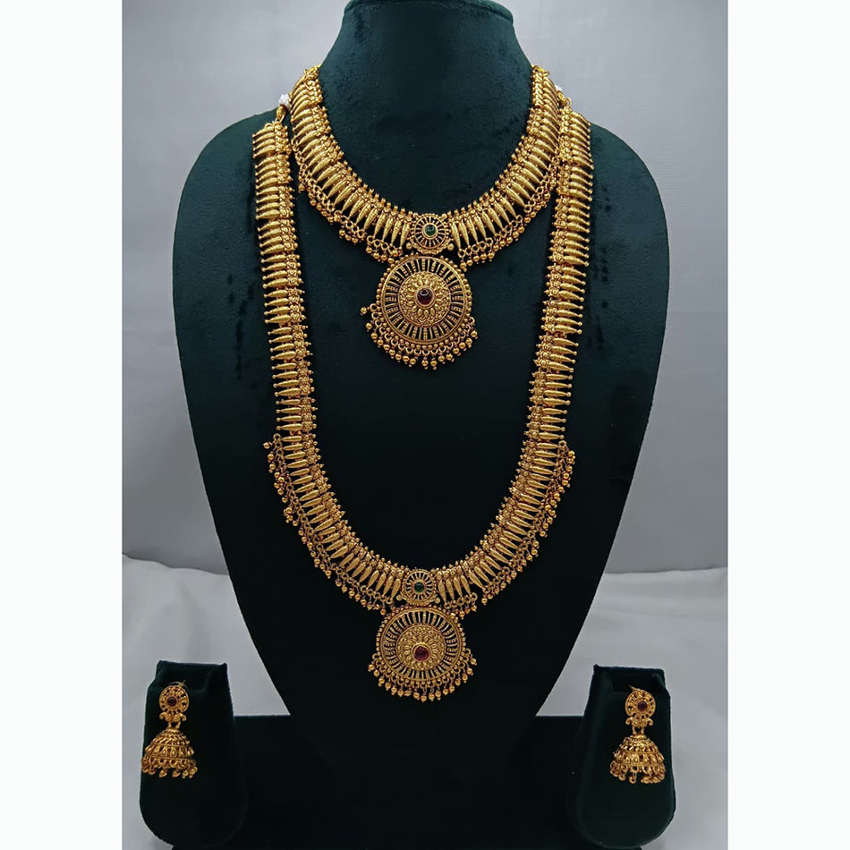Gold Plated Pota Stone Necklace Set | Bridal Jewellery India