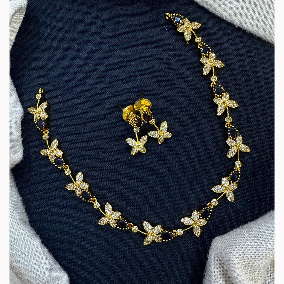 Luxurious Austrian Stone Necklace in Gold Tone | Bridal Jewellery India
