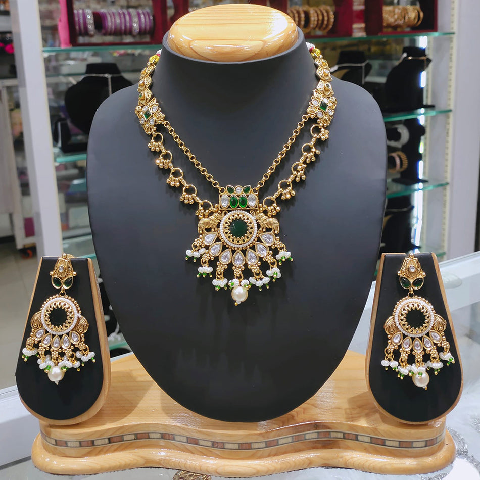 Kundan Necklace in Rose Gold Plated | Bridal Jewellery India