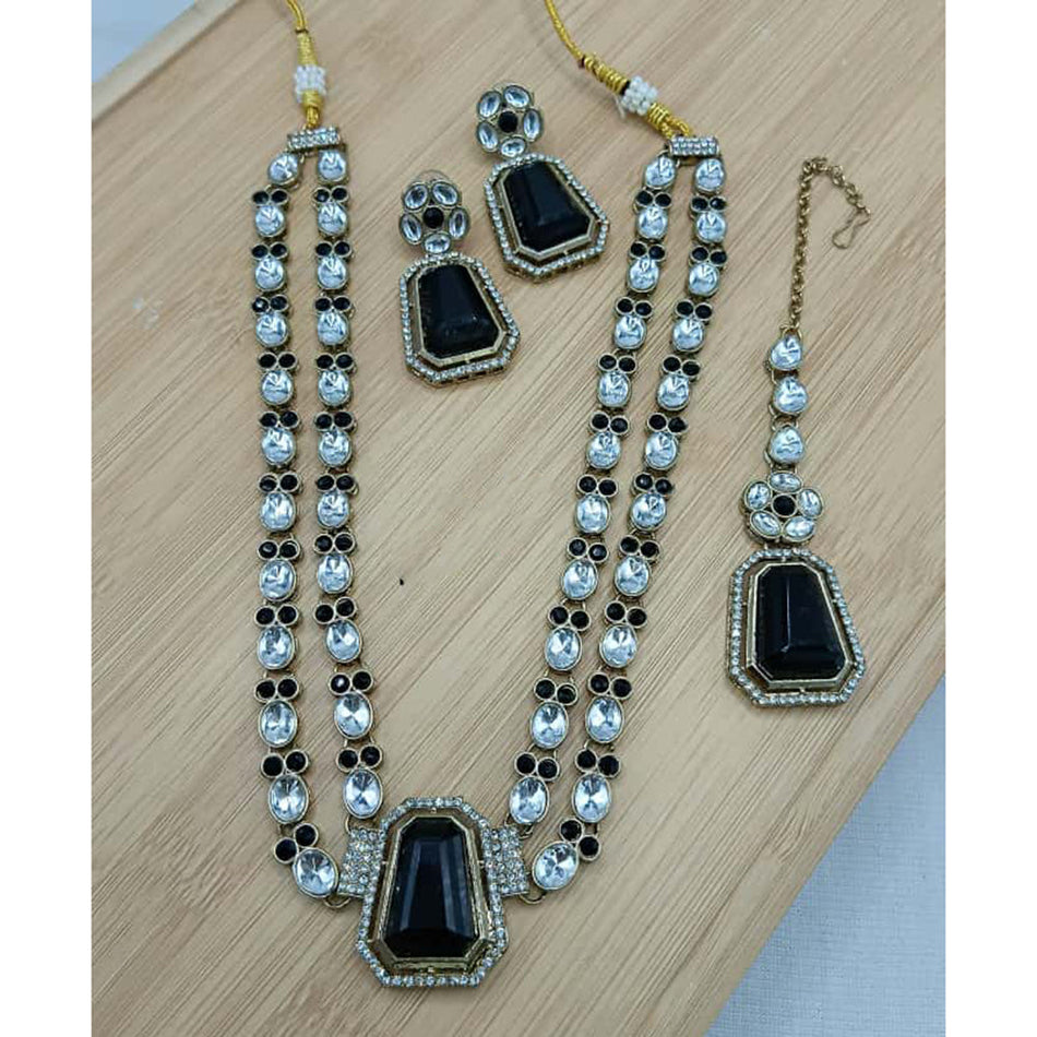 Fancy Crystal Stone Necklace in Gold Tone | Bridal Jewellery India