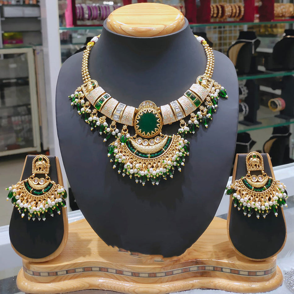 Meenakari Necklace in Sterling Silver | Bridal Jewellery India