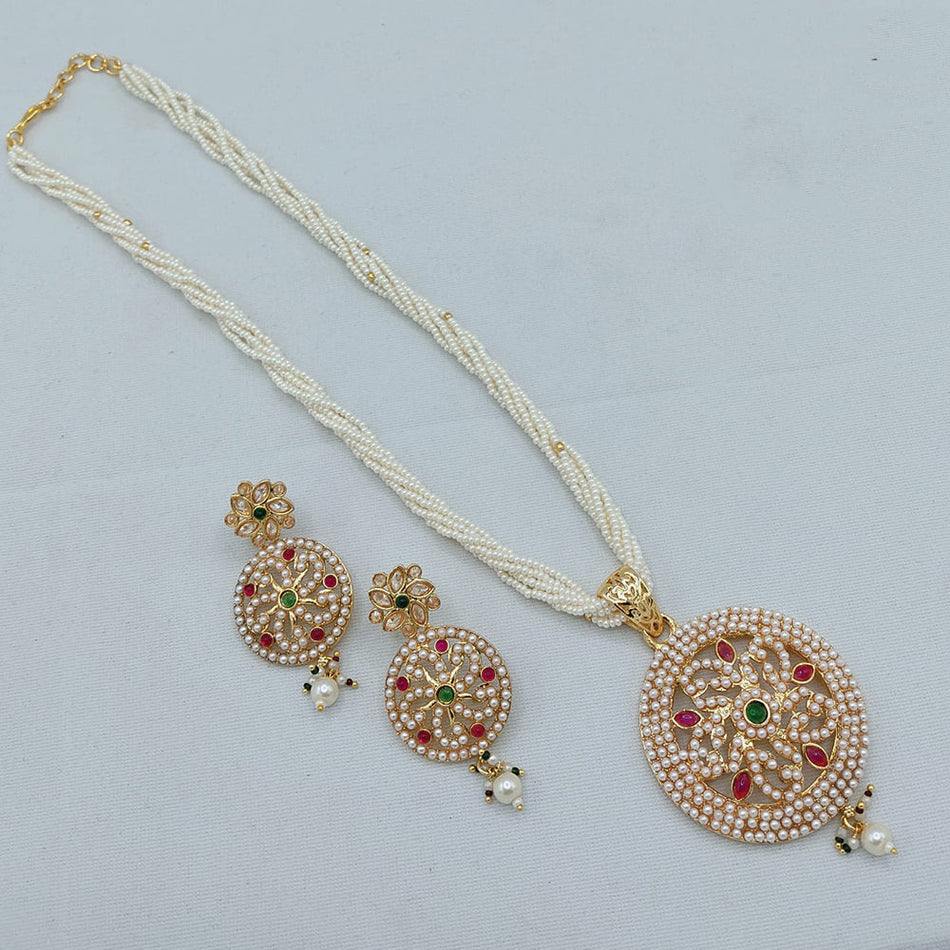 Long Necklace in Oxidised Silver
Heritage Pota Stone and | Bridal Jewellery India