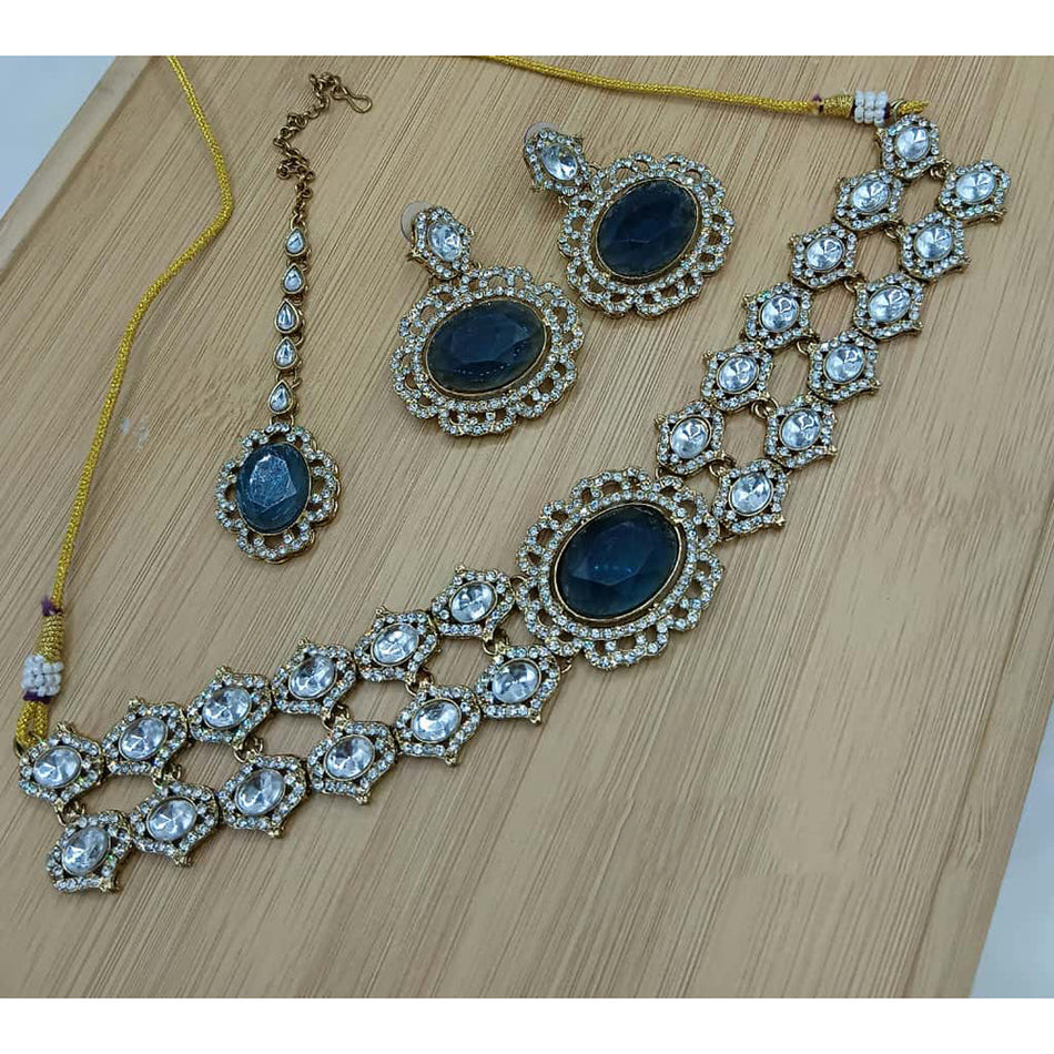 Fancy Crystal Choker in Rose Gold Plated | Bridal Jewellery India