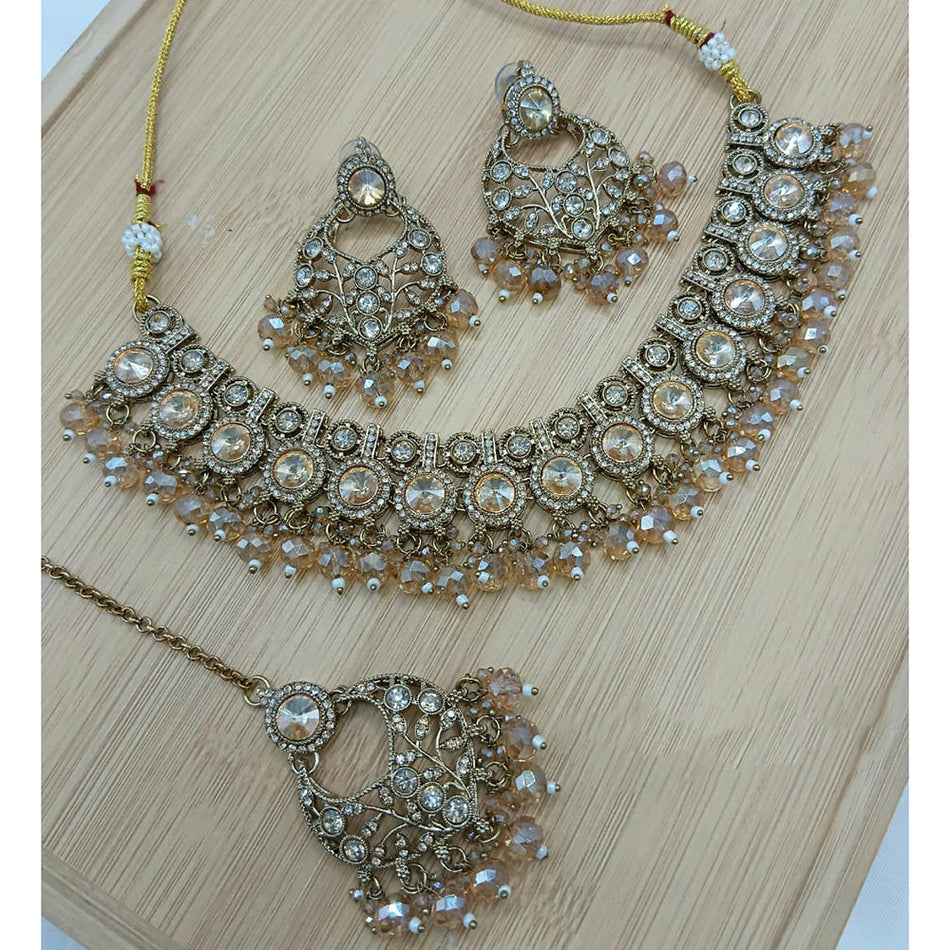 Crystal Pearl Necklace in Sterling Silver | Bridal Jewellery India