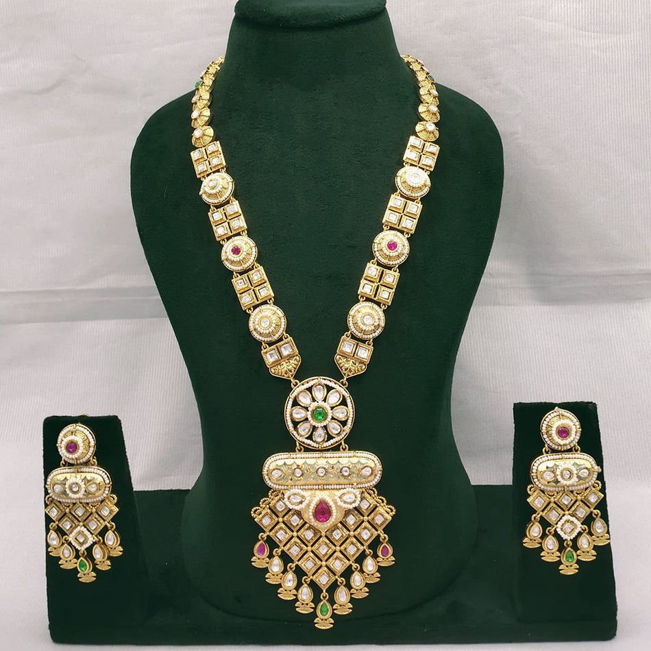 Kundan Necklace in Gold Plated with Pearls | Bridal Jewellery India