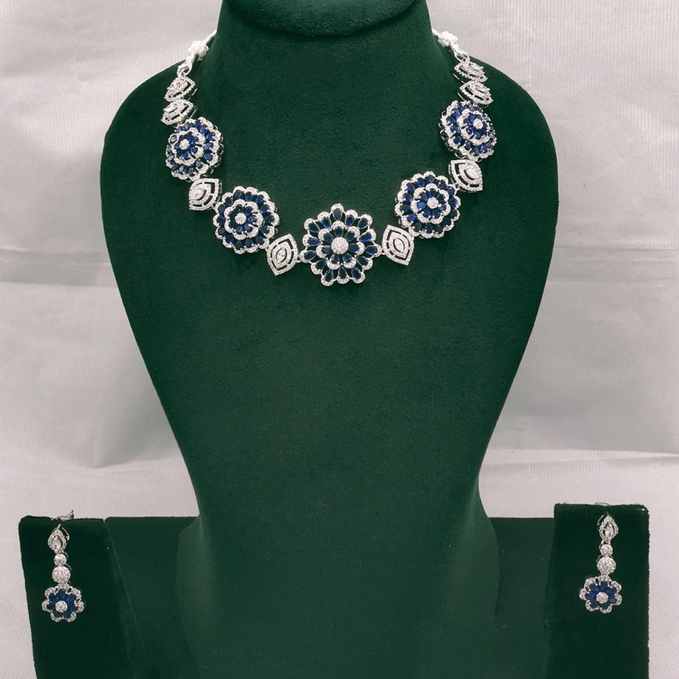 Radiant American Diamond Necklace in 14K Gold Plated | Bridal Jewellery India