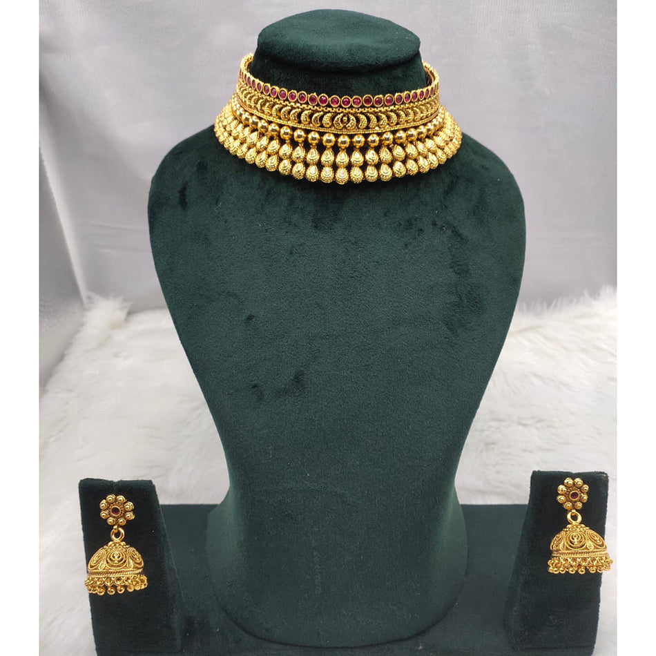 Pota Stone Choker Necklace in Sterling Silver | Bridal Jewellery India