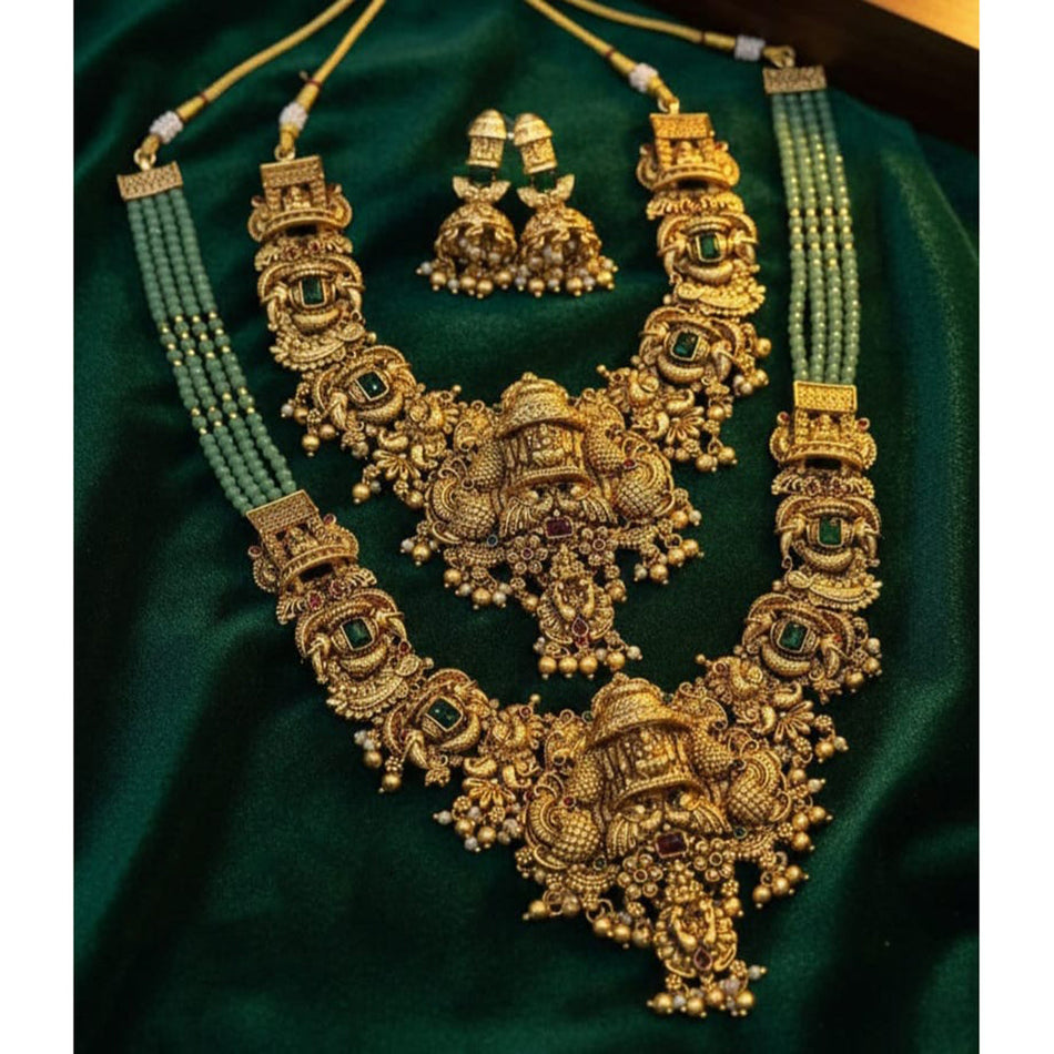 Pota Stone and Pearl Necklace in Sterling Silver | Bridal Jewellery India