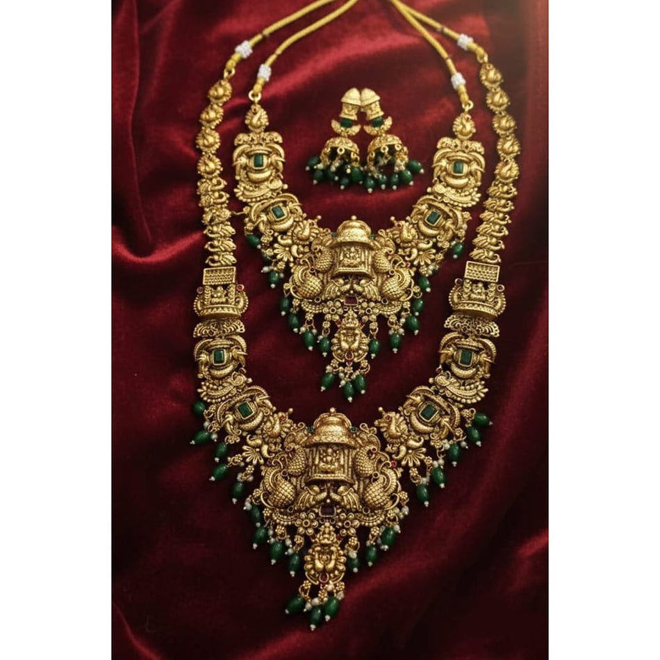 Pota Stone and Pearl Necklace in Oxidised Silver | Bridal Jewellery India