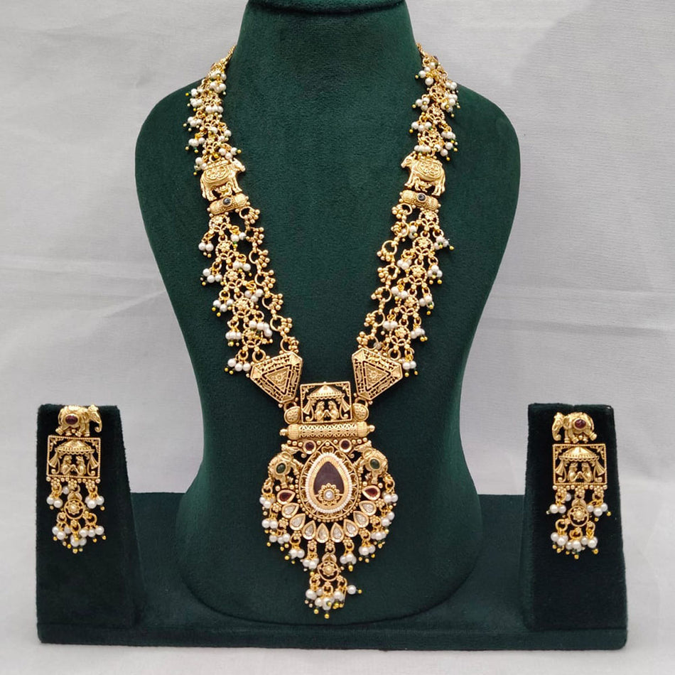 Pendant in Rose Gold Plated with Elephant Motifs | Bridal Jewellery India