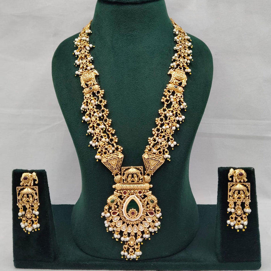 Pendant in Rose Gold Plated with Elephant Motifs | Bridal Jewellery India