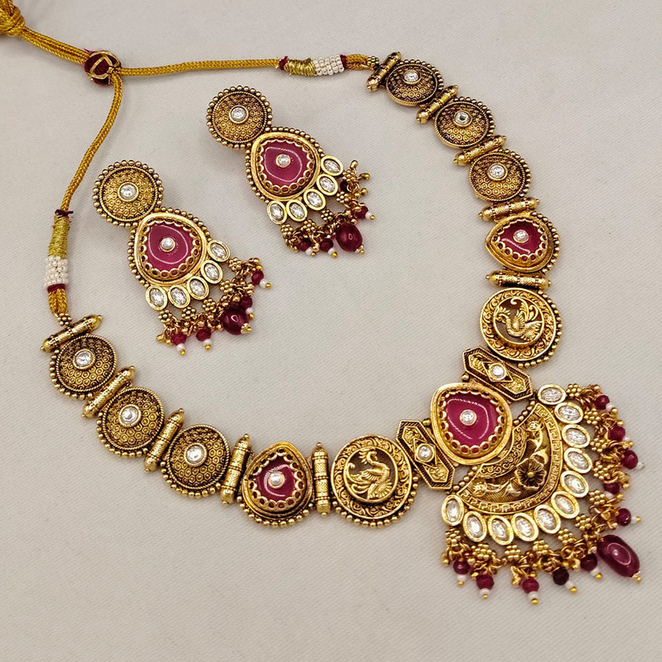 Kundan Necklace in Sterling Silver with Bird Motifs | Bridal Jewellery India