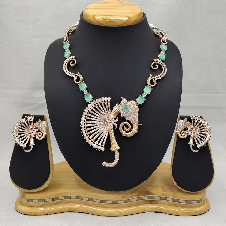Ecstatica American Diamond Rose Gold Plated Necklace Set with | Bridal Jewellery India