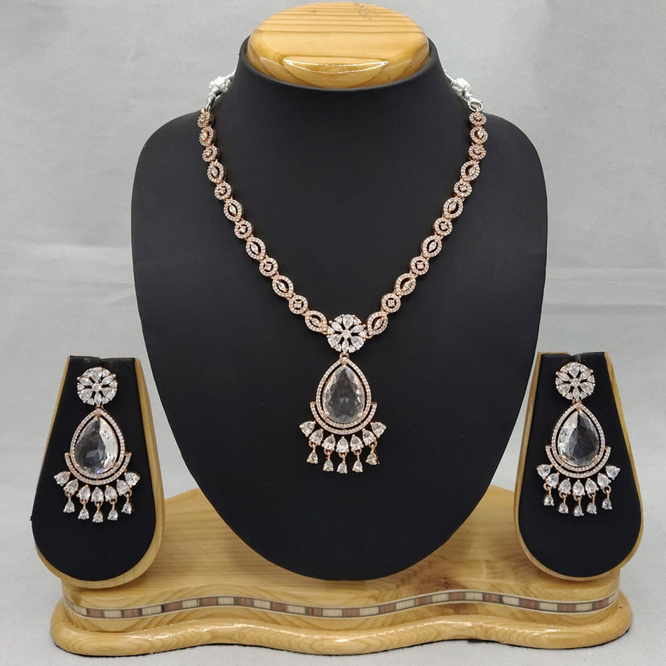 Radiance Austrian Stone and Diamond Necklace in 14K Gold Plated | Bridal Jewellery India