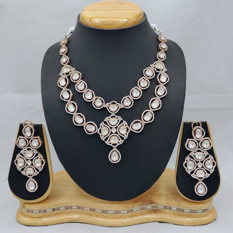 Kundan Necklace in Gold Plated with Polki Stones | Bridal Jewellery India
