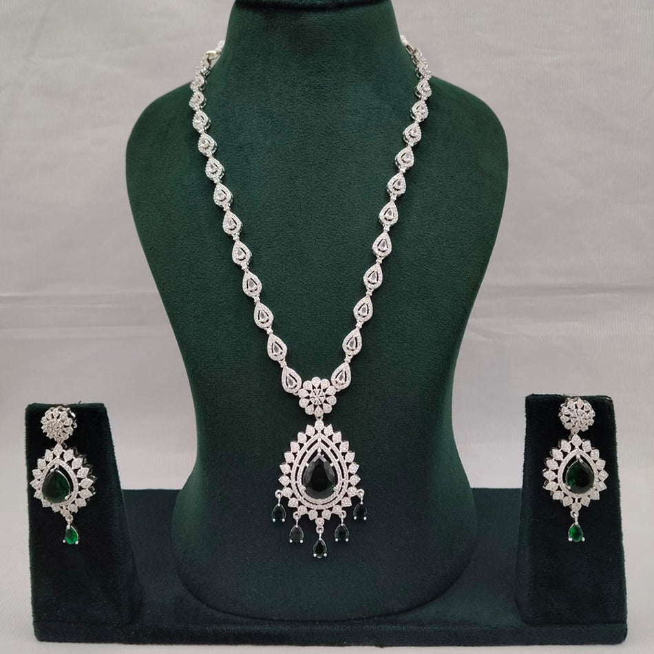 Luxury American Diamond Necklace Set in 14K Gold Plated | Bridal Jewellery India