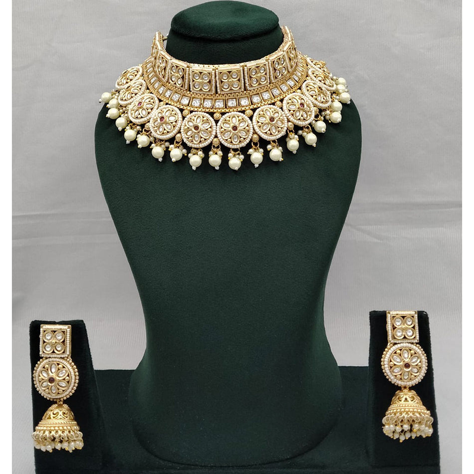 Regal Pota Pearl Choker in Gold Plated Silver Necklace | Bridal Jewellery India