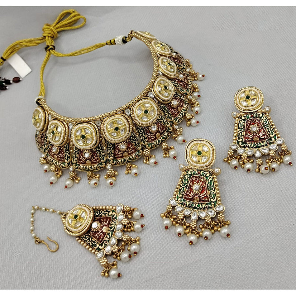 Regal Pota Pearl Necklace in Gold Tone | Bridal Jewellery India