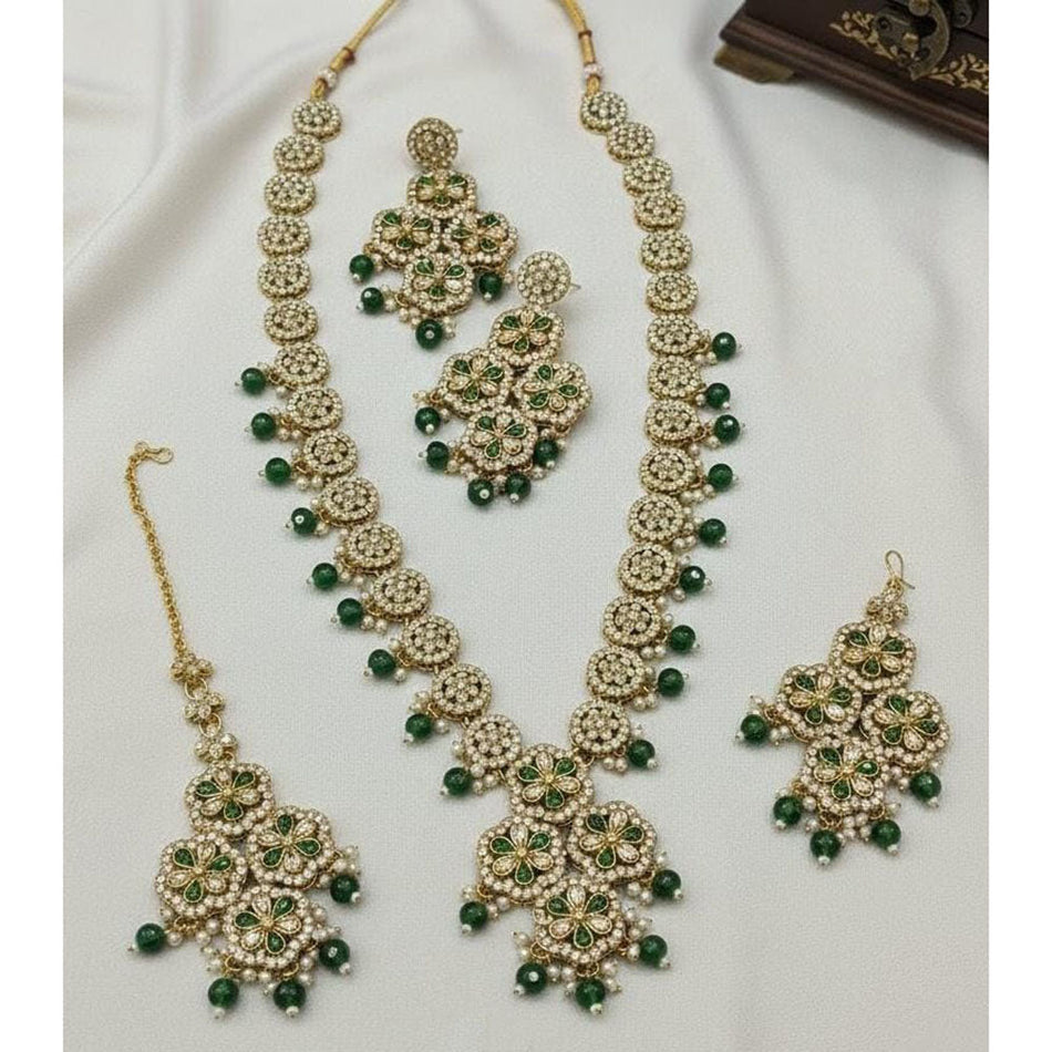 Pota Stone Necklace in Gold Tone for Bridal Wear | Bridal Jewellery India