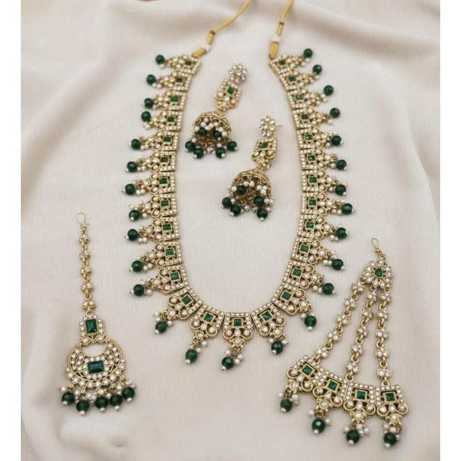 Pota Stone Necklace in Rose Gold Plated | Bridal Jewellery India