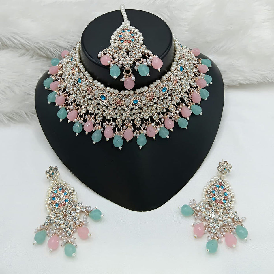 Heritage Style Gold Plated Choker with Austrian Stones | Bridal Jewellery India