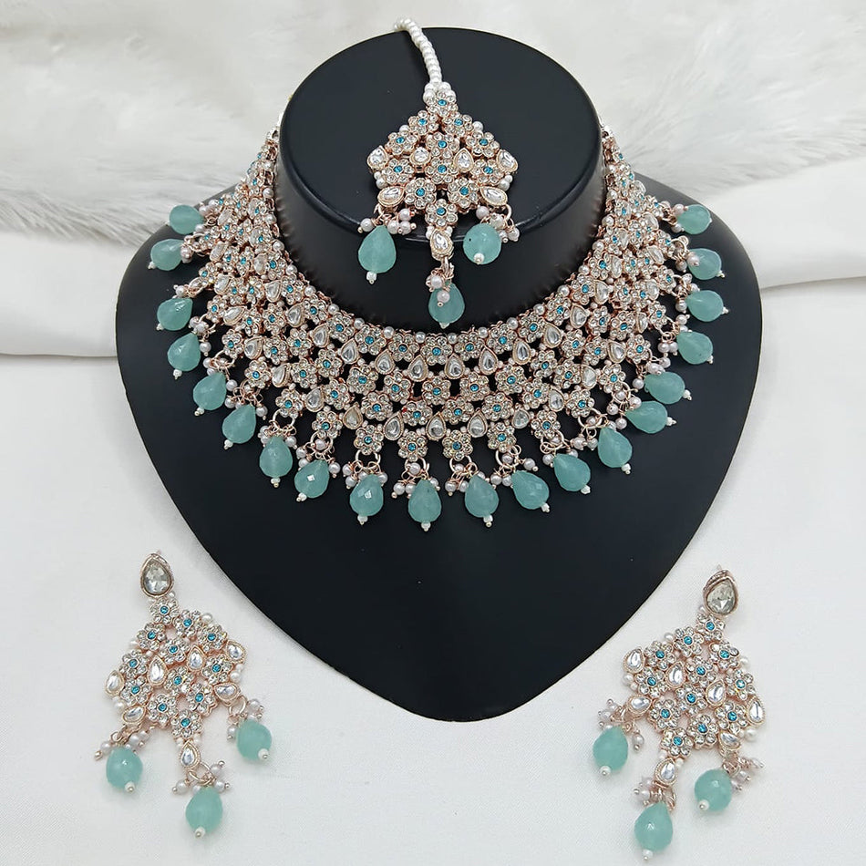 Heritage Style Pota Beaded Choker in Austrian Stone | Bridal Jewellery India