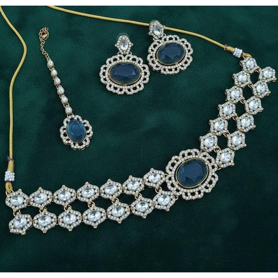 Graceful Pota Stone Choker in Rose Gold Plated | Bridal Jewellery India
