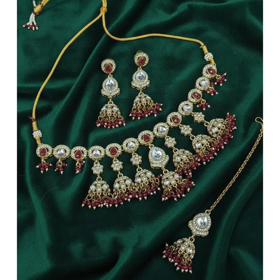 Graceful Pota Pearl Necklace in Rose Gold Plated | Bridal Jewellery India