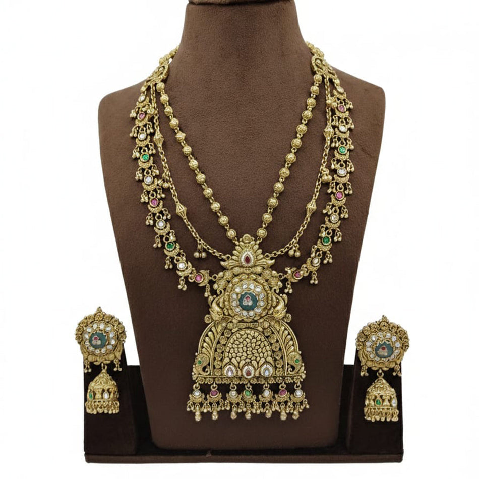 Rose Gold Plated Pota Necklace Set | Bridal Jewellery India