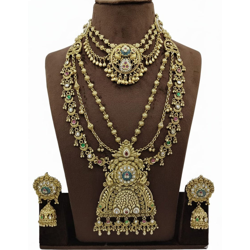Regal Pota Necklace in Gold Tone | Bridal Jewellery India
