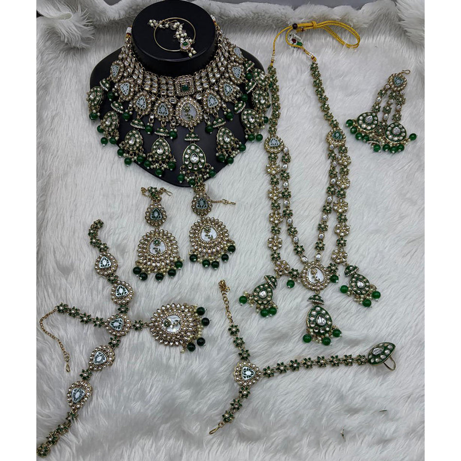 Kundan Choker Necklace in Gold Plated with Pearl Beads | Bridal Jewellery India