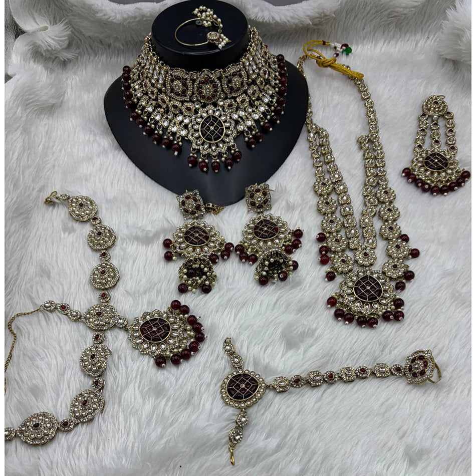 Kundan Choker Necklace in Gold Plated with Pearls | Bridal Jewellery India