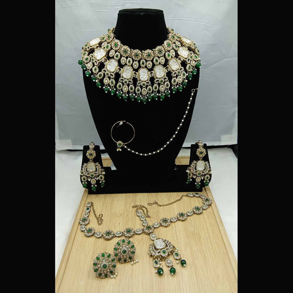 Kundan Necklace in Gold Plated with Beads | Bridal Jewellery India