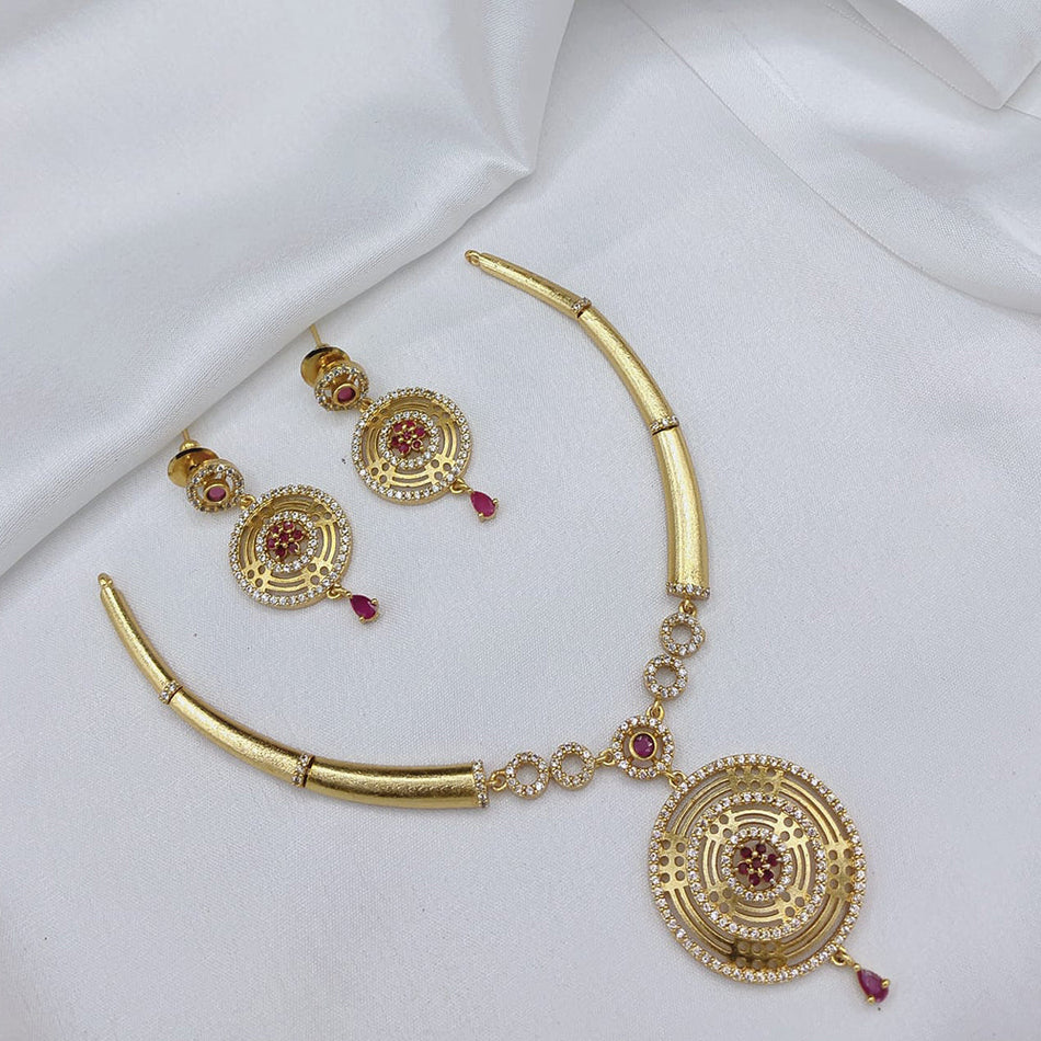 Elegant Pota Stone in Sterling Silver Necklace | Bridal Jewellery India