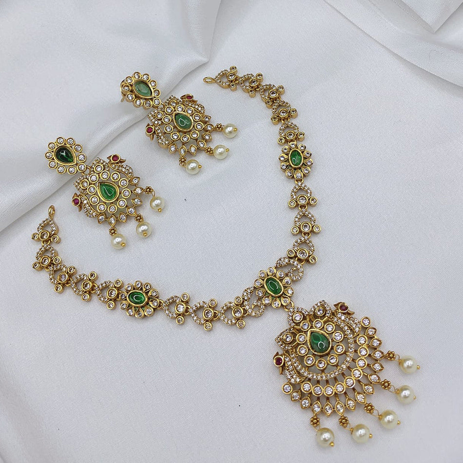 Pota Stone Necklace in Sterling Silver | Bridal Jewellery India