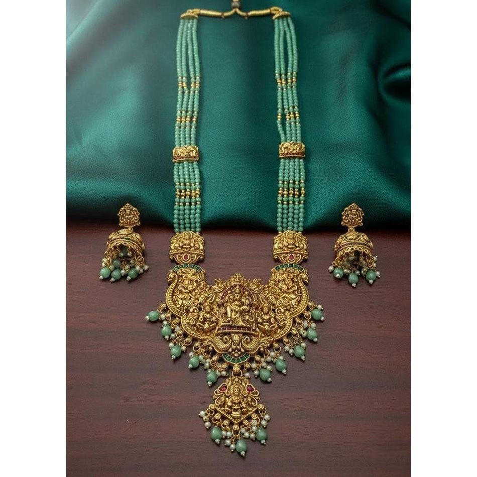 Pearl Long Necklace in Gold Tone | Bridal Jewellery India