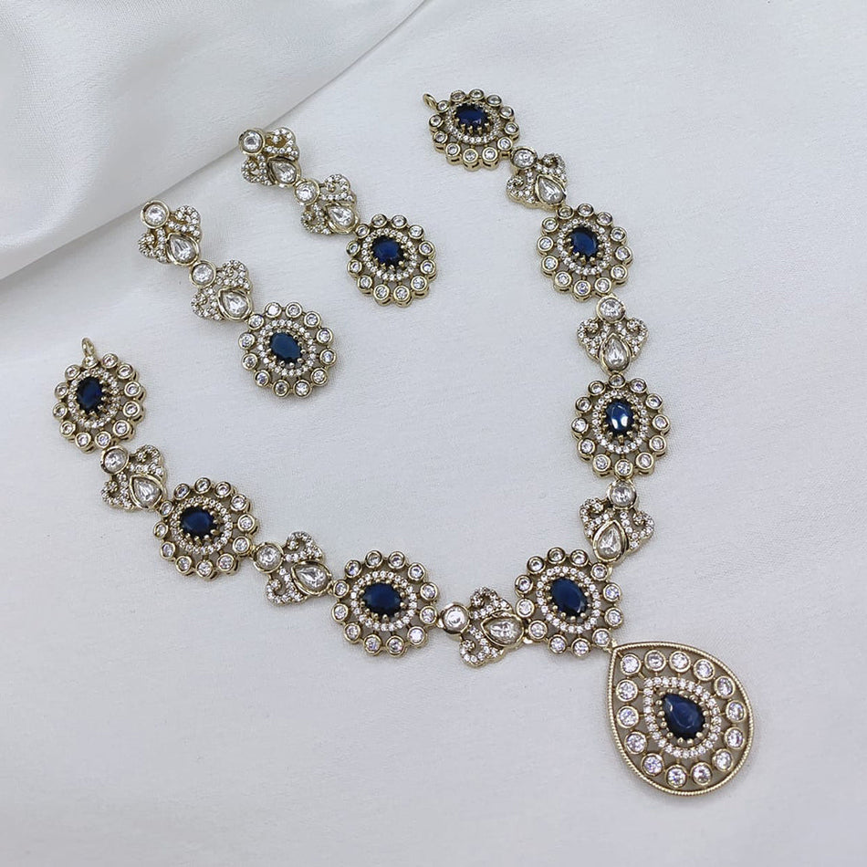 Elegant Pota Stone Necklace in Gold Tone | Bridal Jewellery India