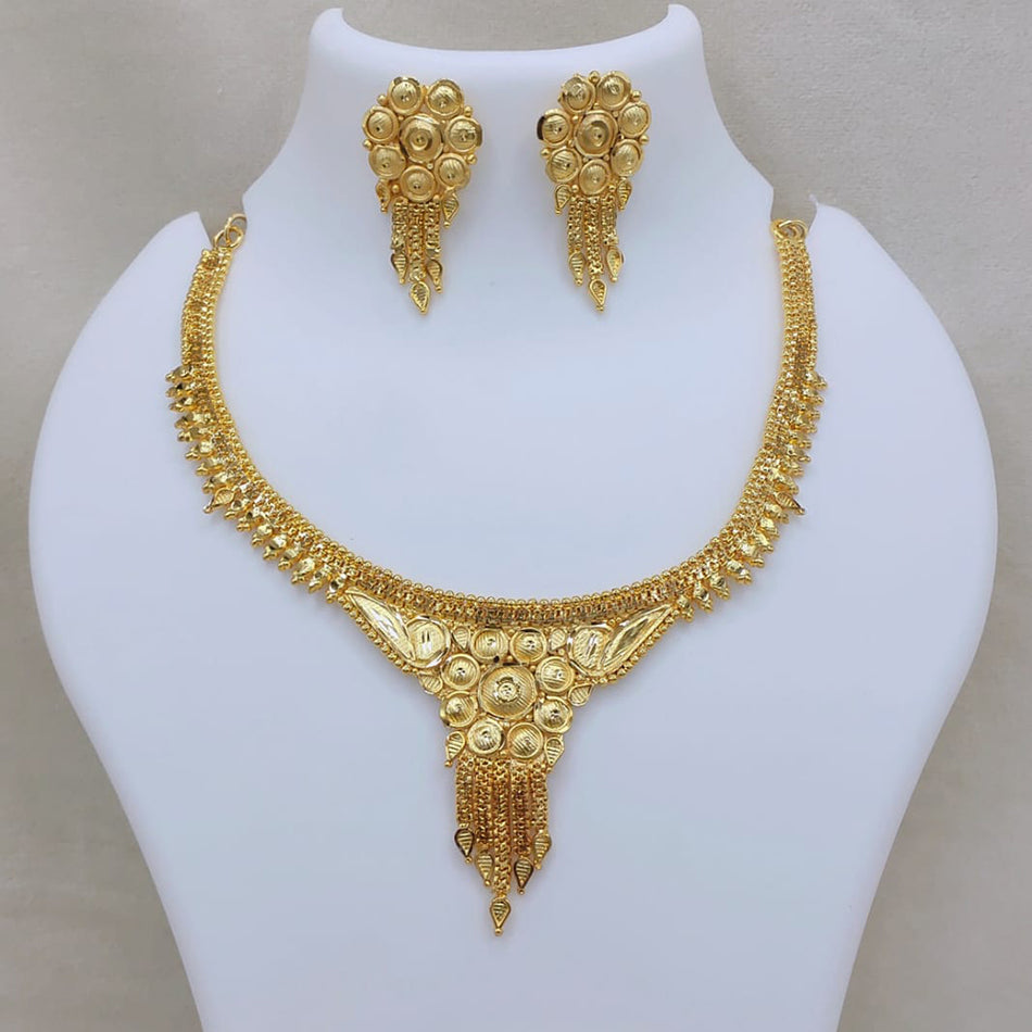 Gold Plated Necklace Set in Oxidised Silver | Bridal Jewellery India